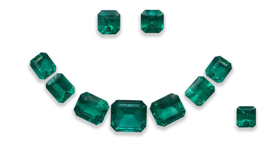 Colombian Emerald Spotlight: 110+ Carat Emerald Cut Layout (Earrings, Necklace & Ring)